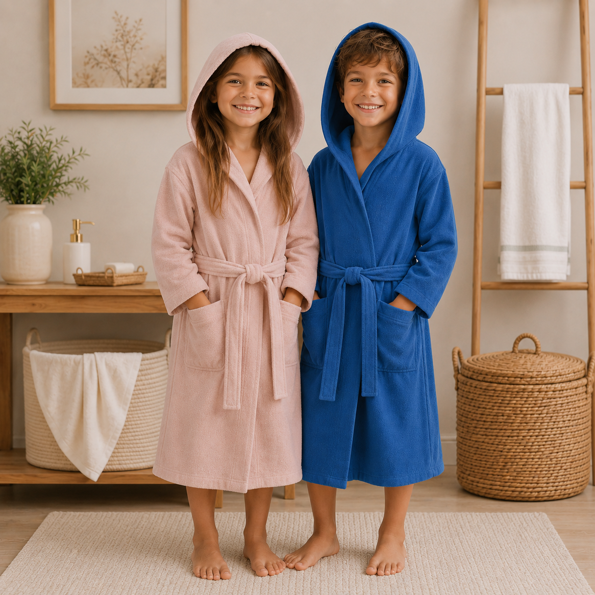 Accappatoio Bambino con Cappuccio in Spugna di Cotone leggero Compact Maè 270 gr/m² - maè via roma 60
