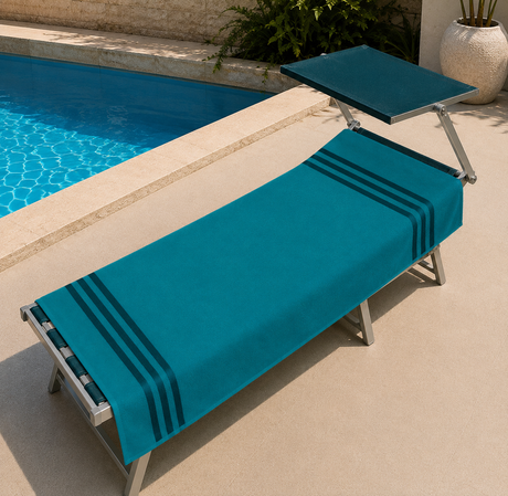 Telo Mare Polo Stripe 90x170 cm in Cotone e Spugna Assorbente