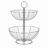 Centrotavola 2 Ripiani in Metallo Cromato Gusto Casa – Alzatina Frutta Design Moderno H42 cm