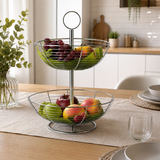 Centrotavola 2 Ripiani in Metallo Cromato Gusto Casa – Alzatina Frutta Design Moderno H42 cm