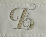 Asciugamani Alfabeto Vingi Set 1+1 in Spugna Cotone 450 gr Panna Personalizzati
