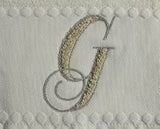 Asciugamani Alfabeto Vingi Set 1+1 in Spugna Cotone 450 gr Panna Personalizzati