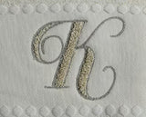 Asciugamani Alfabeto Vingi Set 1+1 in Spugna Cotone 450 gr Panna Personalizzati