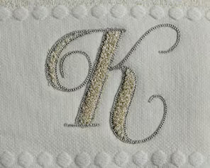 Asciugamani Alfabeto Vingi Set 1+1 in Spugna Cotone 450 gr Panna Personalizzati