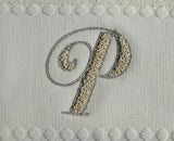 Asciugamani Alfabeto Vingi Set 1+1 in Spugna Cotone 450 gr Panna Personalizzati