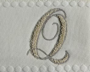 Asciugamani Alfabeto Vingi Set 1+1 in Spugna Cotone 450 gr Panna Personalizzati