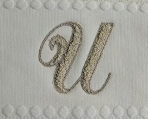 Asciugamani Alfabeto Vingi Set 1+1 in Spugna Cotone 450 gr Panna Personalizzati