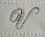 Asciugamani Alfabeto Vingi Set 1+1 in Spugna Cotone 450 gr Panna Personalizzati