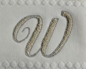 Asciugamani Alfabeto Vingi Set 1+1 in Spugna Cotone 450 gr Panna Personalizzati