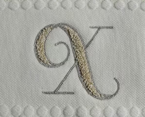 Asciugamani Alfabeto Vingi Set 1+1 in Spugna Cotone 450 gr Panna Personalizzati