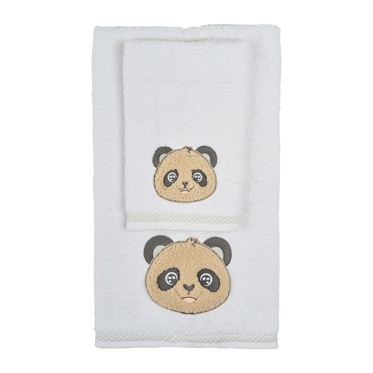 Set Asciugamani Baby 1+1 in Spugna di Cotone Panda - Vingi