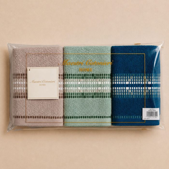 Set Asciugamani 3 Viso + 3 Ospite Bali 100% Cotone - Maestri Cotonieri Home