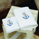 Set Asciugamani 1+1 Ancora L’Atelier 17 in Spugna Cotone 500 GSM Bianco Sabbia Blu Mare