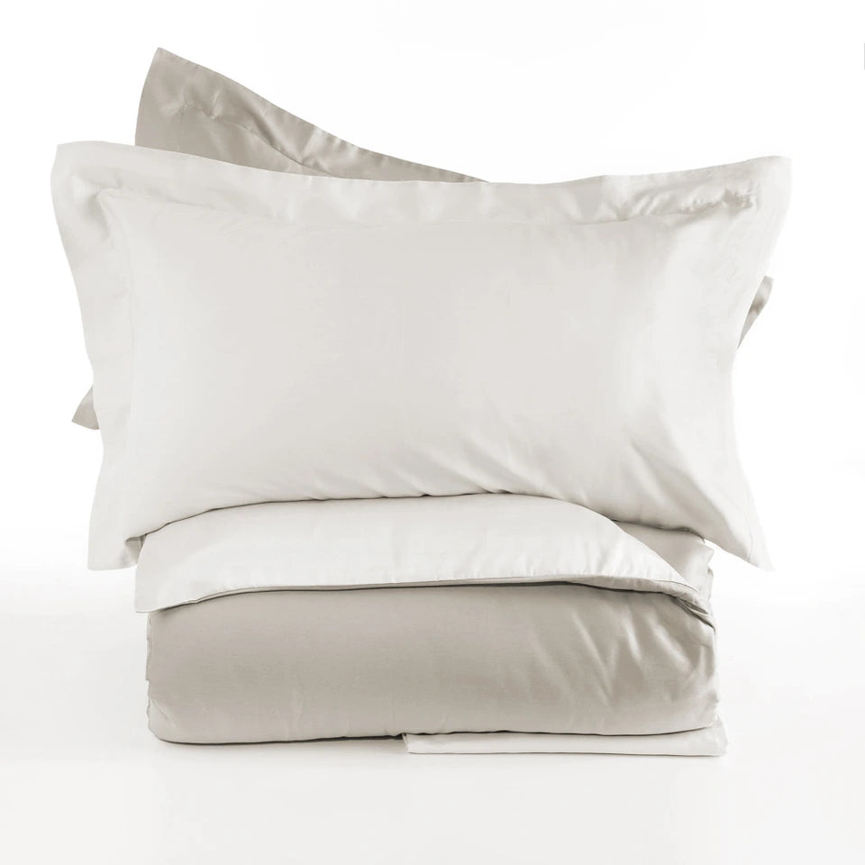 Completo Copripiumino Antibes Matrimoniale in Raso di Puro Cotone 200 TC – Via Roma 60