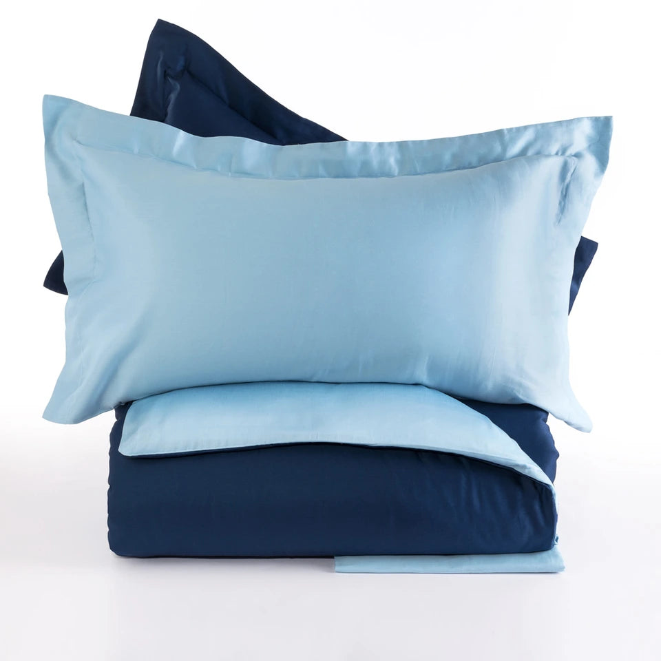 Completo Copripiumino Antibes Matrimoniale in Raso di Puro Cotone 200 TC – Via Roma 60