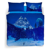 Completo Copripiumino Snow In The Blue Night  Sogni di Viaggio Caleffi – Matrimoniale Cotone