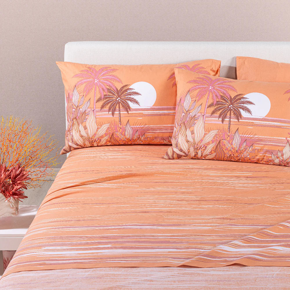 Completo Lenzuola In Cotone Palm Spring - Caleffi