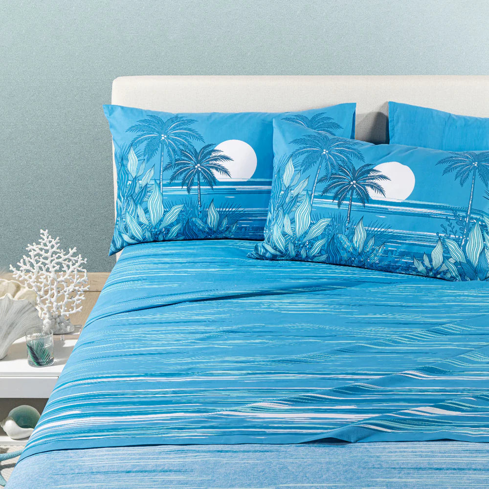 Completo Lenzuola In Cotone Palm Spring - Caleffi
