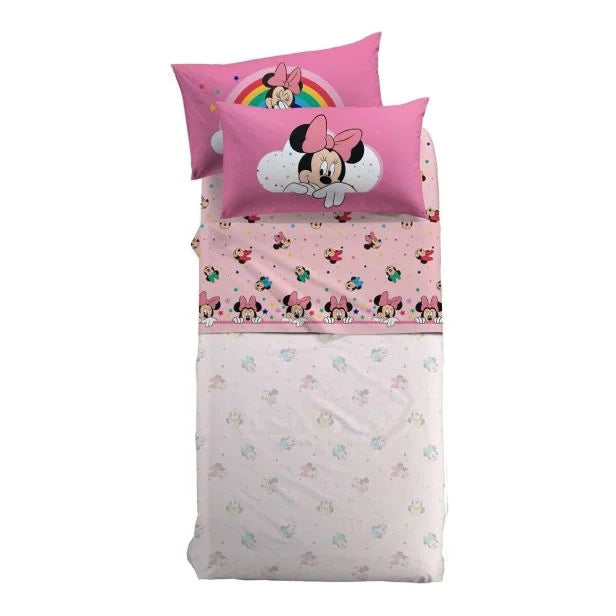Completo lenzuola Minnie Rainbow Disney una piazza e mezza by Caleffi