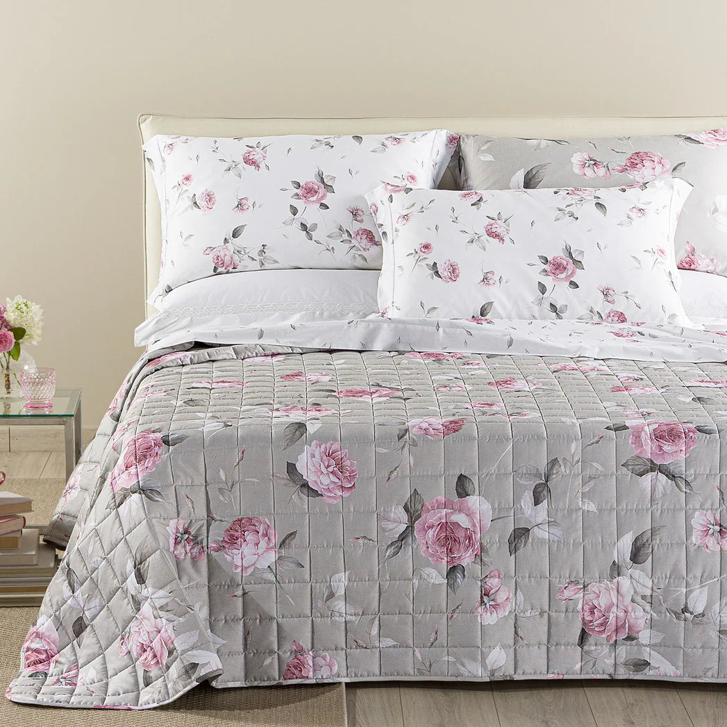 Copriletto Trapuntato Bella Rosa In Raso Di Cotone 200 T.C. Matrimoniale - Caleffi