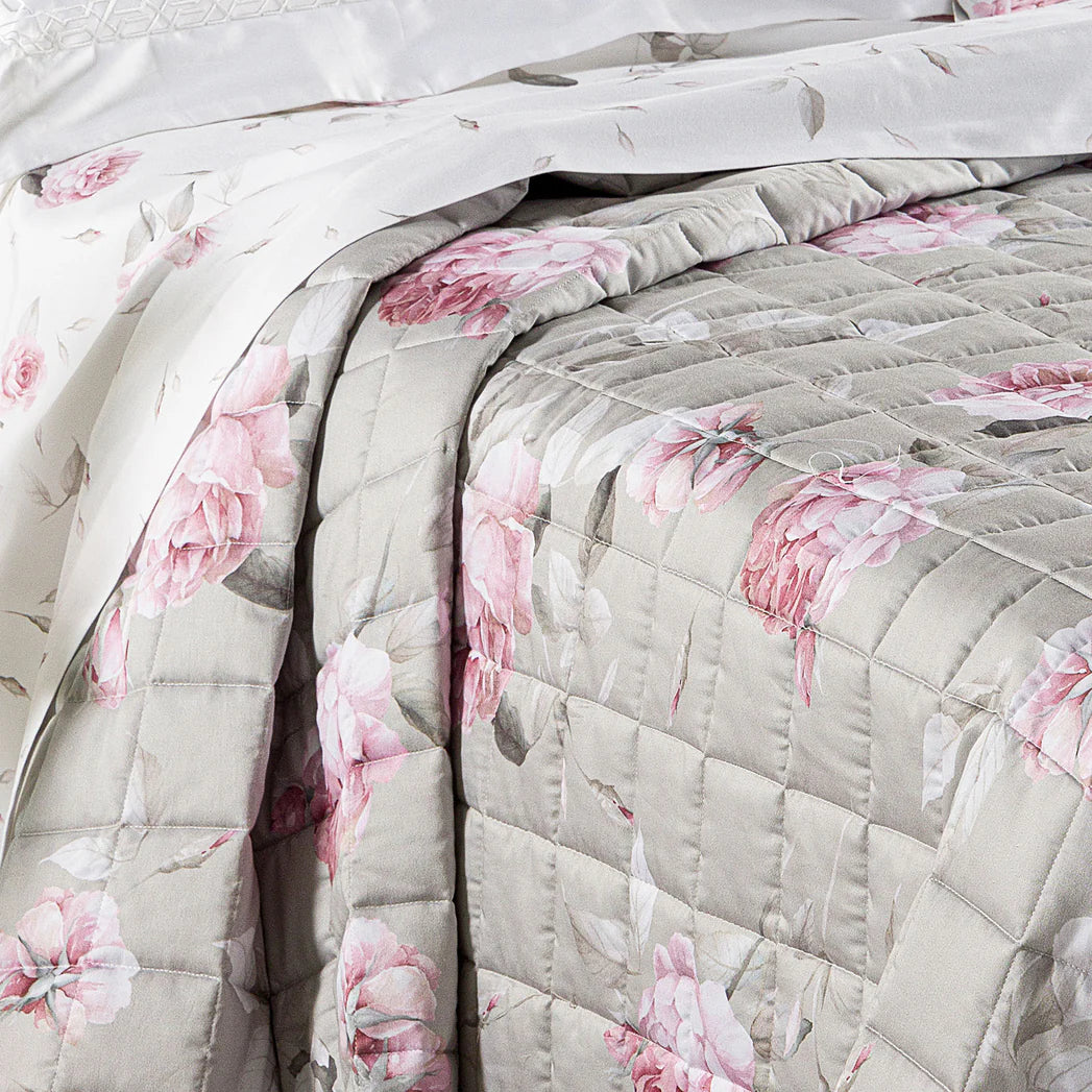 Copriletto Trapuntato Bella Rosa In Raso Di Cotone 200 T.C. Matrimoniale - Caleffi