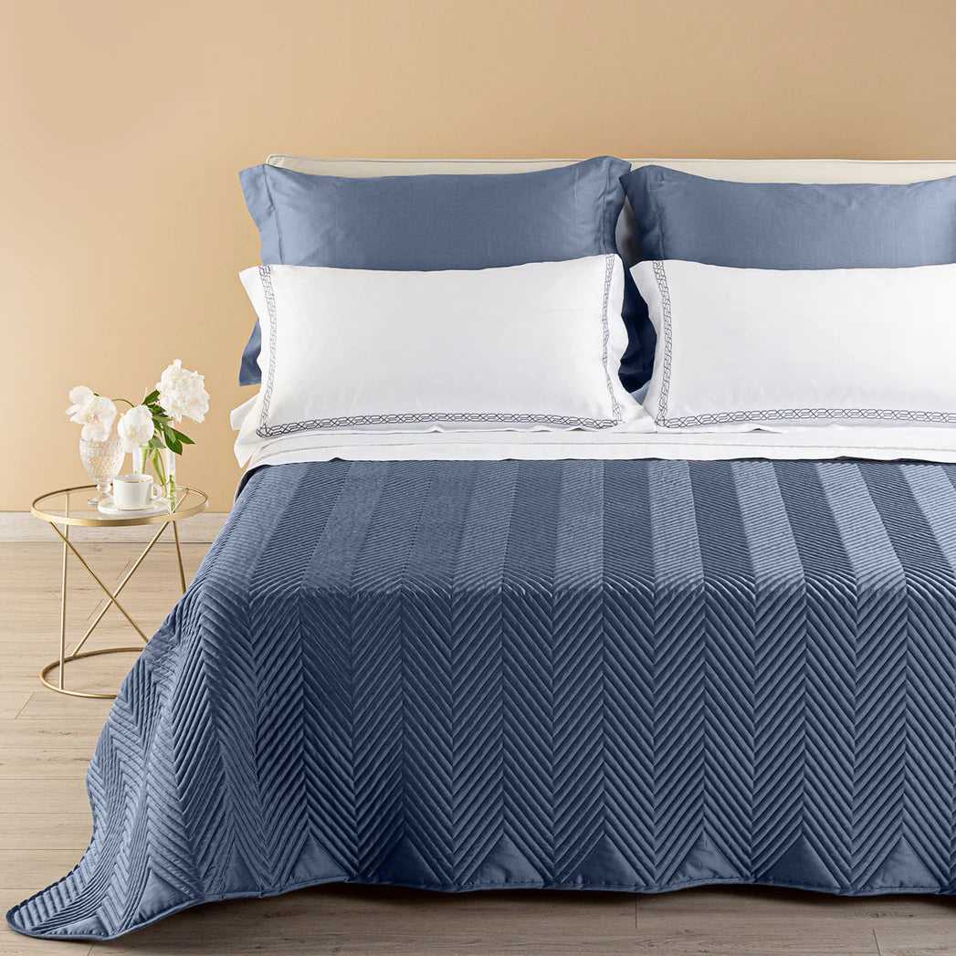 Copriletto Trapuntato Continental In Raso Di Cotone 300 T.C. Matrimoniale - Caleffi