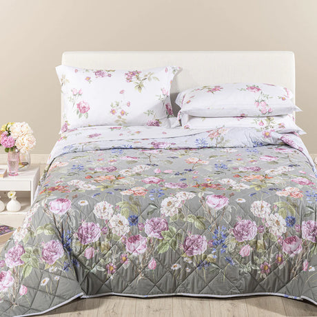 Copriletto Trapuntato In Cotone Giardino Romantico Matrimoniale - Caleffi