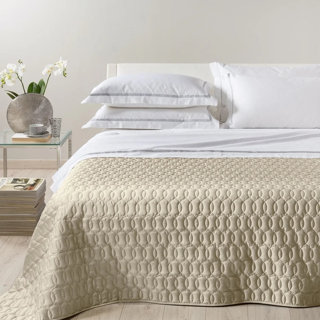 Copriletto Trapuntato In Raso Di Cotone Roma Matrimoniale - Caleffi