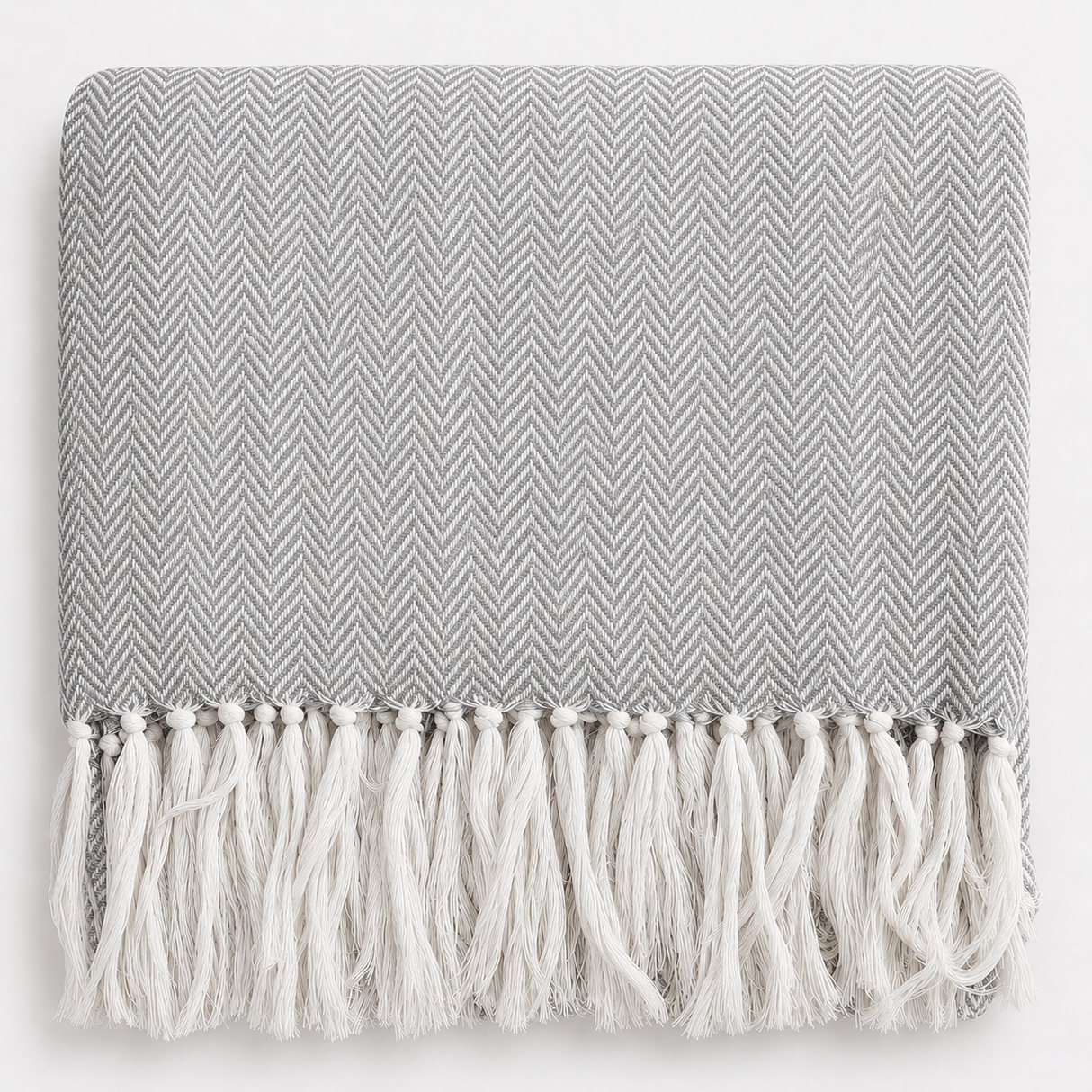 Copriletto Copridivano Chevron Laura Blasi 260x260 cm Cotone Panna Tortora Grigio Rosa