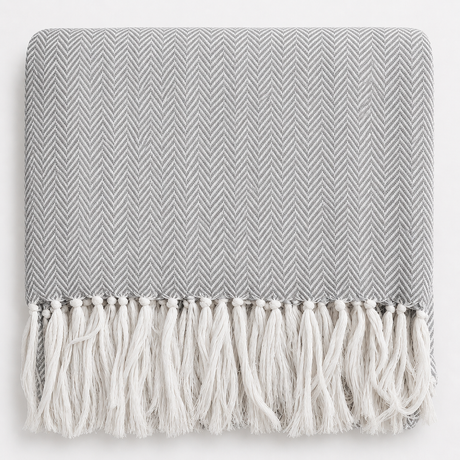 Copriletto Copridivano Chevron Laura Blasi 260x260 cm Cotone Panna Tortora Grigio Rosa
