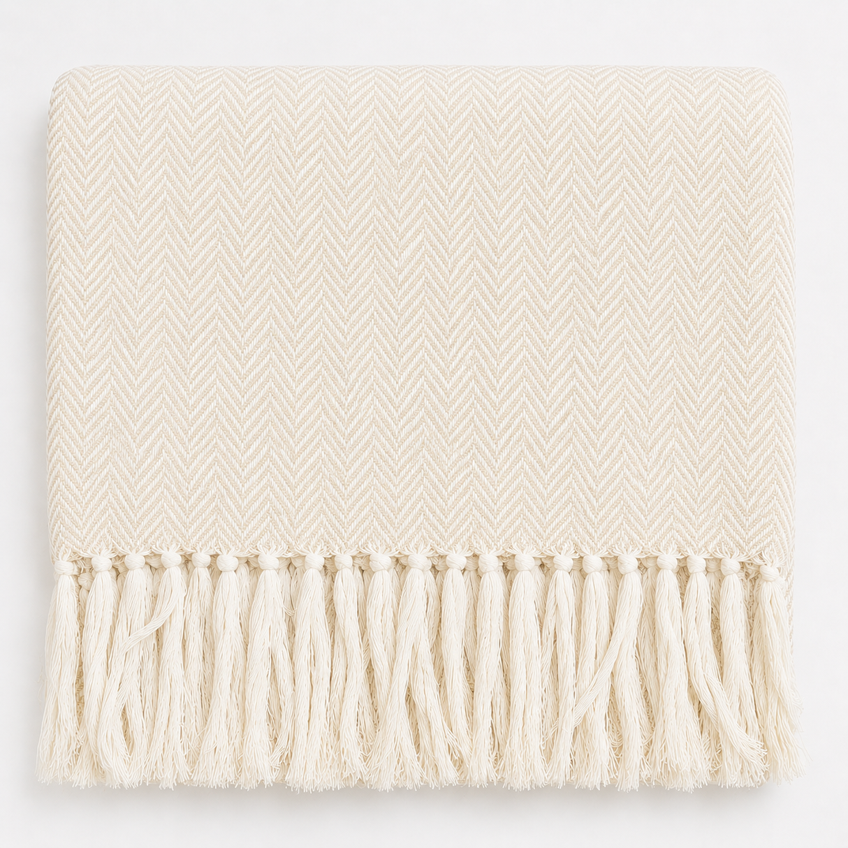 Copriletto Copridivano Chevron Laura Blasi 260x260 cm Cotone Panna Tortora Grigio Rosa