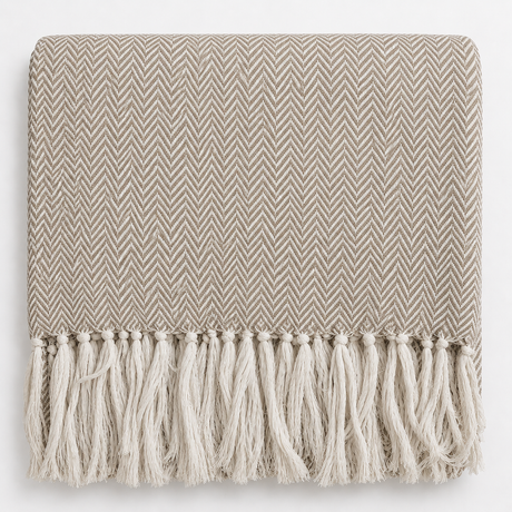 Copriletto Copridivano Chevron Laura Blasi 260x260 cm Cotone Panna Tortora Grigio Rosa