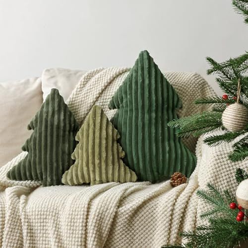 Set 3 Cuscini Decorativi Natalizi Albero Alpine in Flannel Rib - L'Atelier17