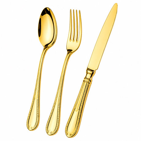 Set 24 Posate Elisabeth Oro Acciaio Inox 18/10 PVD Lucido in Scatola Vetrina - Domus&Design