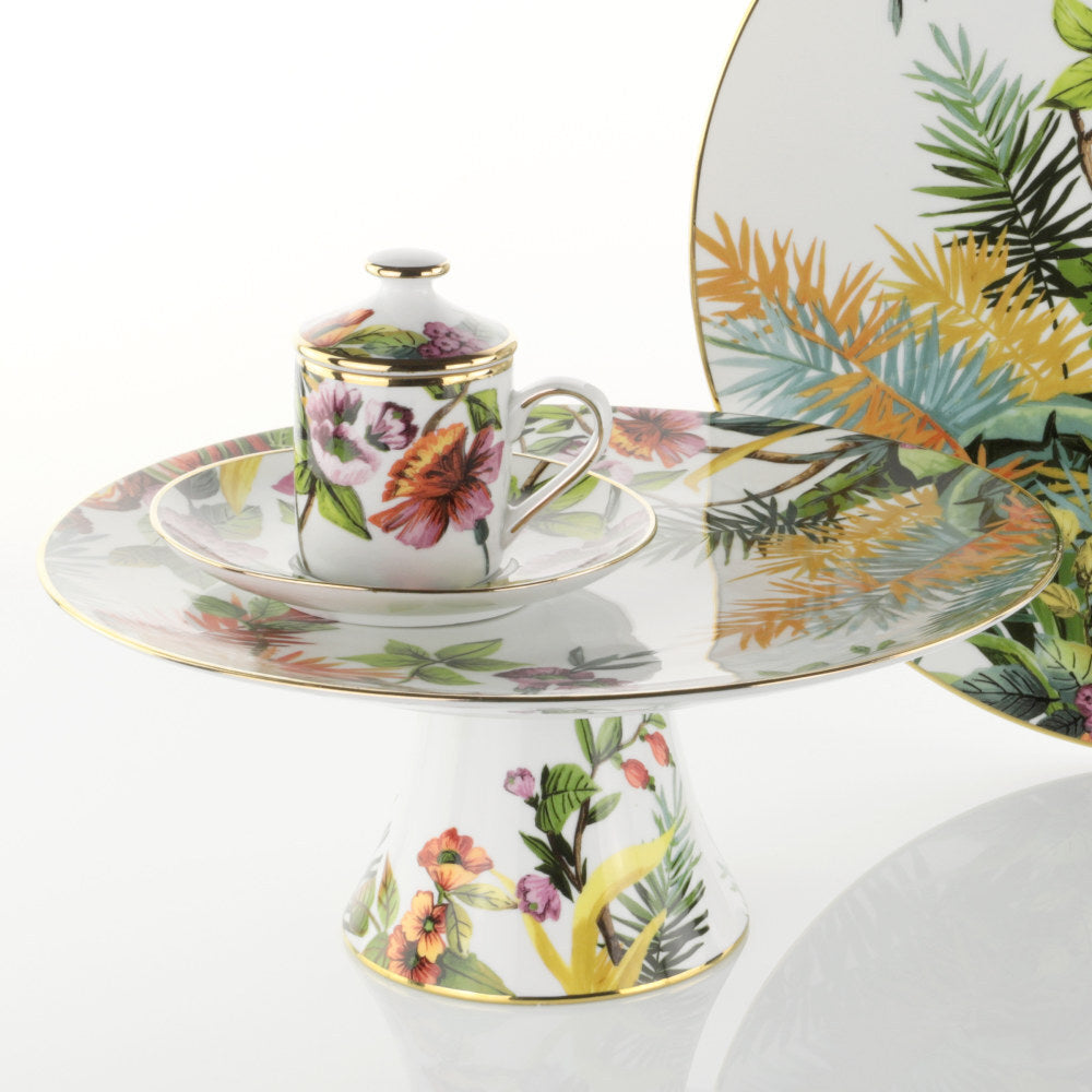 Tazza da Caffè con Coperchio e Piattino White Exotic Jungle - Weissestal