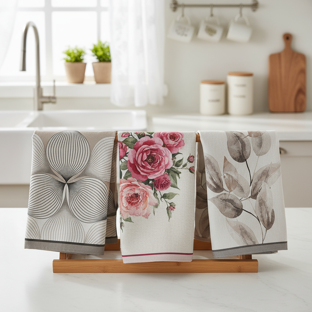 Set 3 strofinacci ELENA stampa digitale - Karì