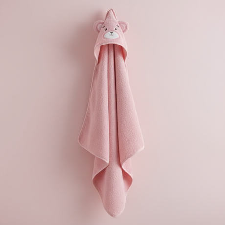 Triangolo baby con cappuccio animaletto in cotone 370 gsm linea oro – celeste, tiffany, rosa, beige