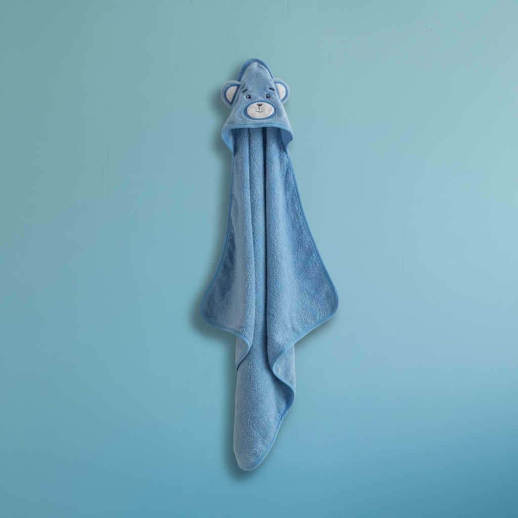 Triangolo baby con cappuccio animaletto in cotone 370 gsm linea oro – celeste, tiffany, rosa, beige