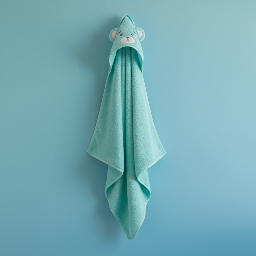 Triangolo baby con cappuccio animaletto in cotone 370 gsm linea oro – celeste, tiffany, rosa, beige