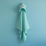 Triangolo baby con cappuccio animaletto in cotone 370 gsm linea oro – celeste, tiffany, rosa, beige