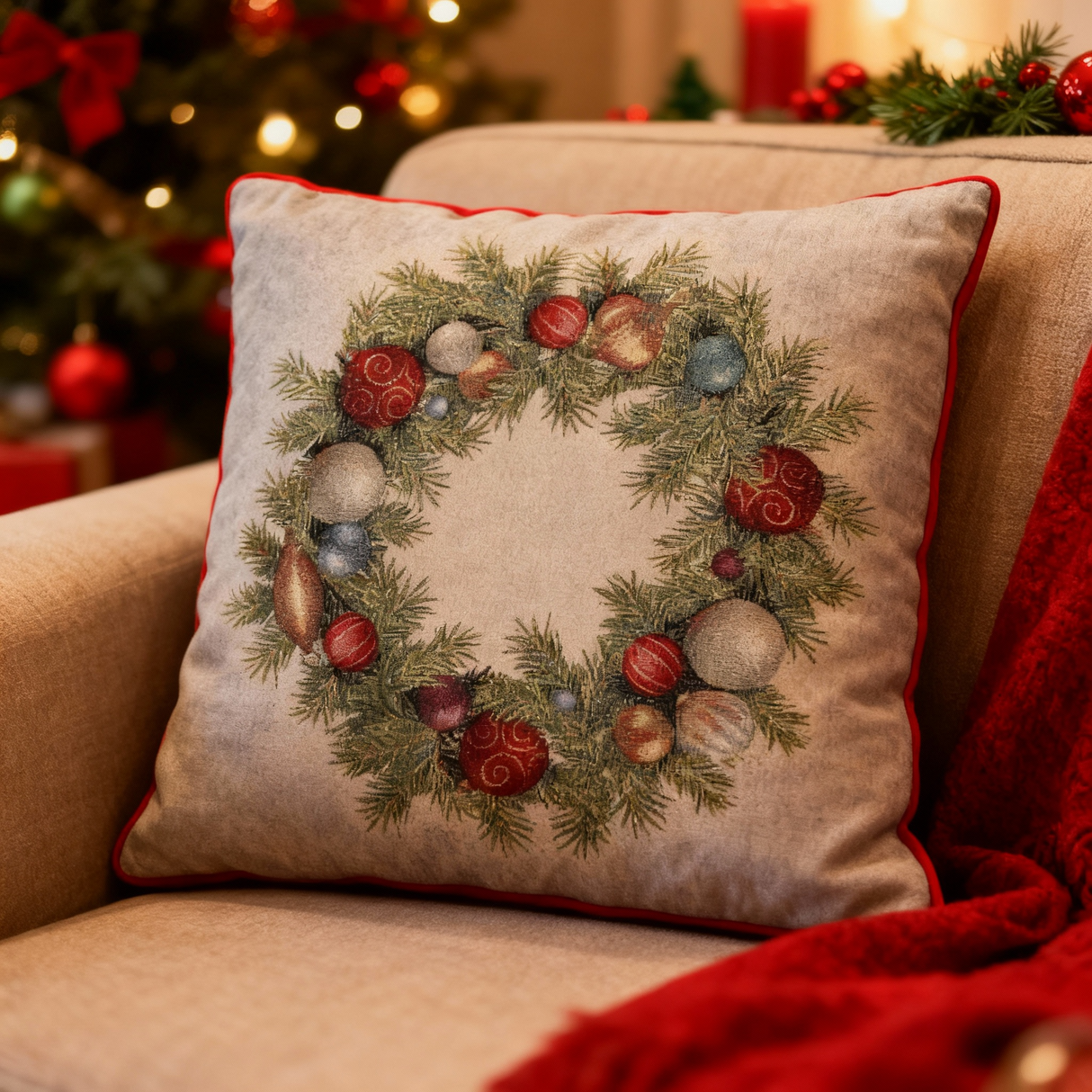 Cuscino Ghirlanda di Natale dis.43 - Karì