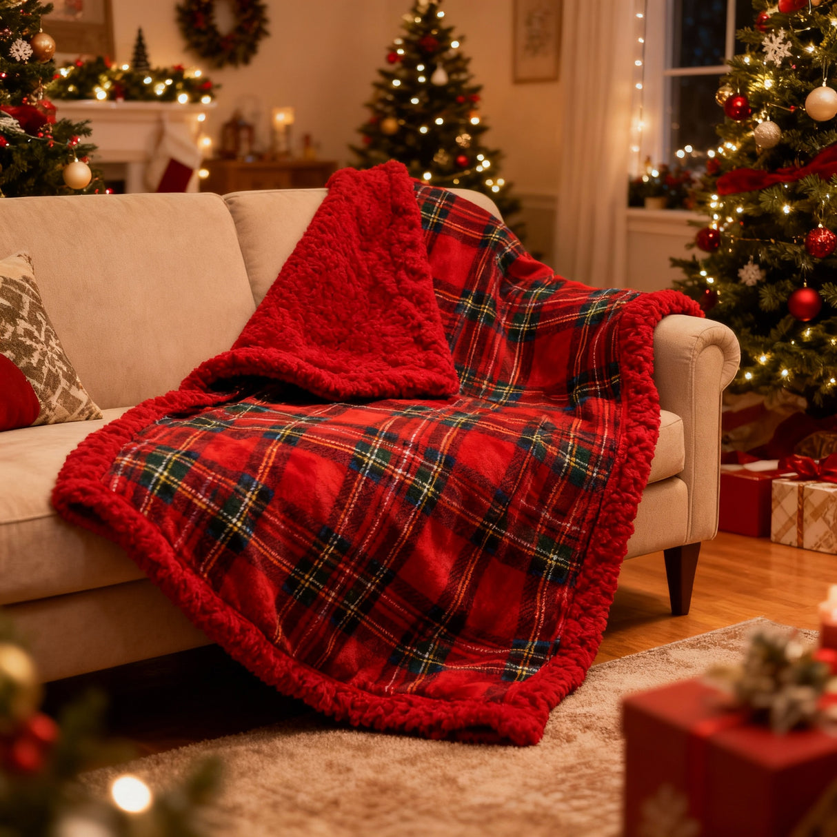 Plaid MONTE BIANCO rosso - Il Filo (Natale)