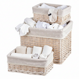 Set 3 Ceste Porta Biancheria Rettangolari in Vimini con Fodera Margherite - Montemaggi