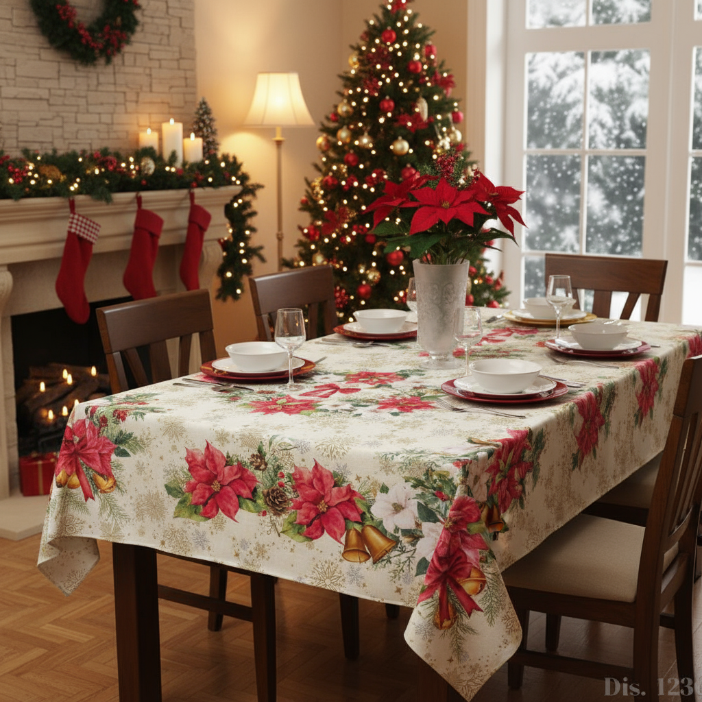 Tovaglia CHRISTMAS Natale Dis.4236 per 6/12/18/24 Posti - Kari