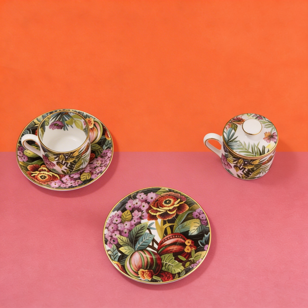 Set 2 Tazze da Tè con Coperchio e Piattino Exotic Jungle - Weissestal