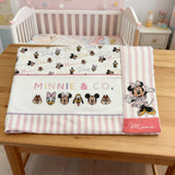 Completo lenzuola 3 pezzi culla/carrozzina Minnie & Co 100% cotone - Disney Baby
