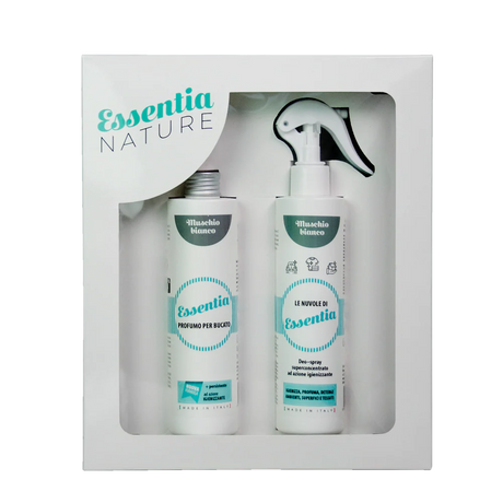 Gift Box Nuvole Spray Igienizzante profumato + Profumo Bucato 250 ml Muschio Bianco- Essentia