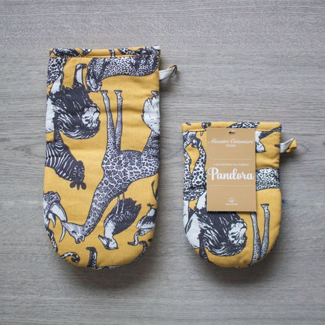 Set 2 Guanti da Forno Pandora Maestri Cotonieri Home | Cotone Trapuntato Fantasia