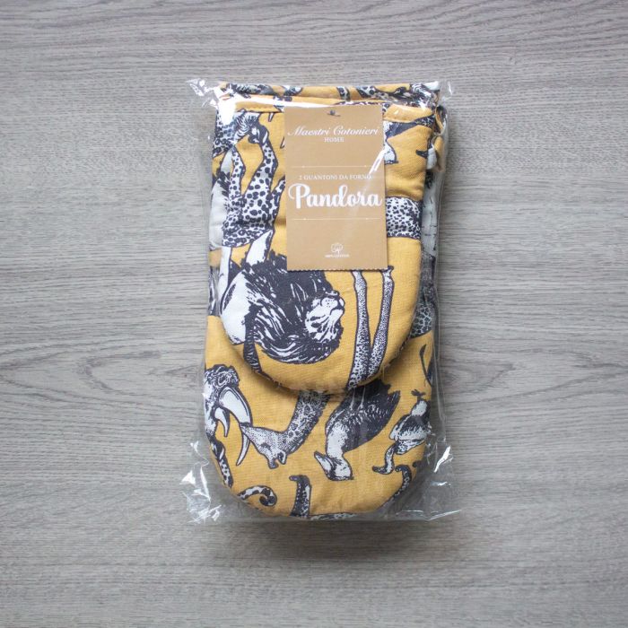 Set 2 Guanti da Forno Pandora Maestri Cotonieri Home | Cotone Trapuntato Fantasia