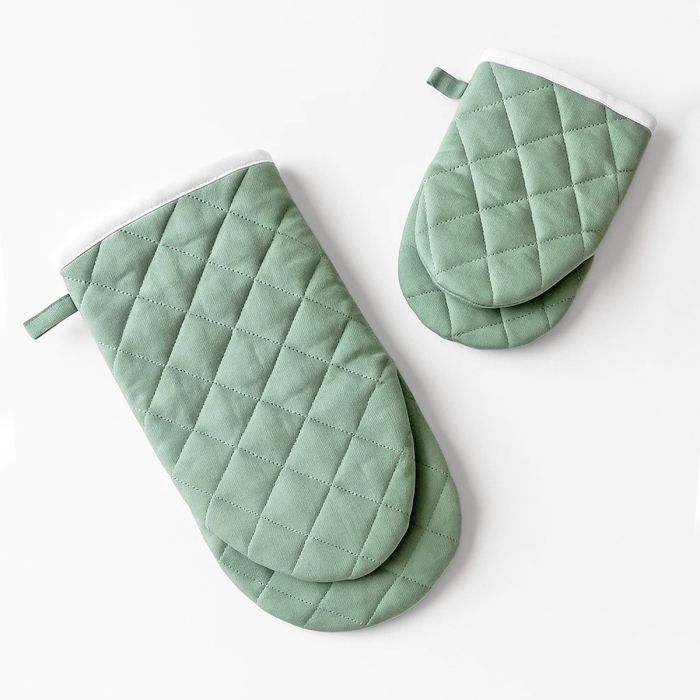 Set 2 Guanti da Forno India Maestri Cotonieri Home in Cotone con Bordo Bianco